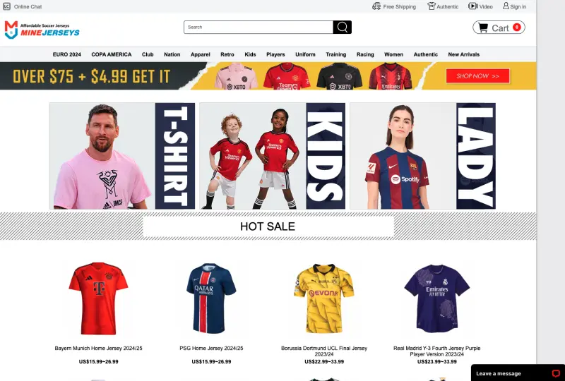 MineJerseys — ส่วนลดสูงสุด 59% พร้อมนโยบายคืนสินค้า 365 วัน