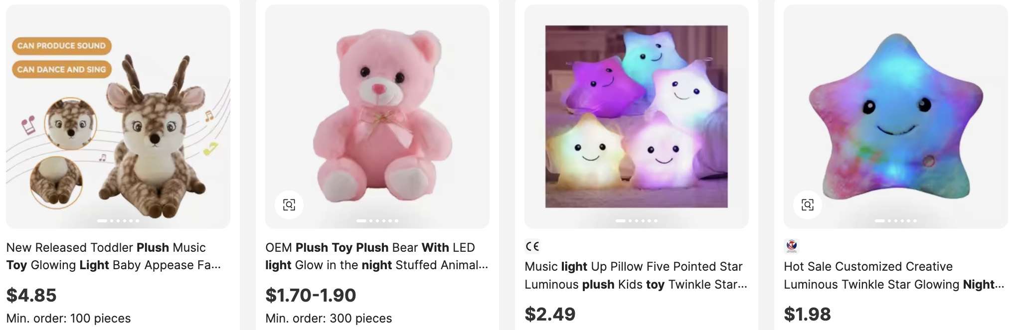 Plush Toys with Built-In Night Light