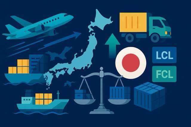 Shipping containers and cargo ships for Japan freight from China