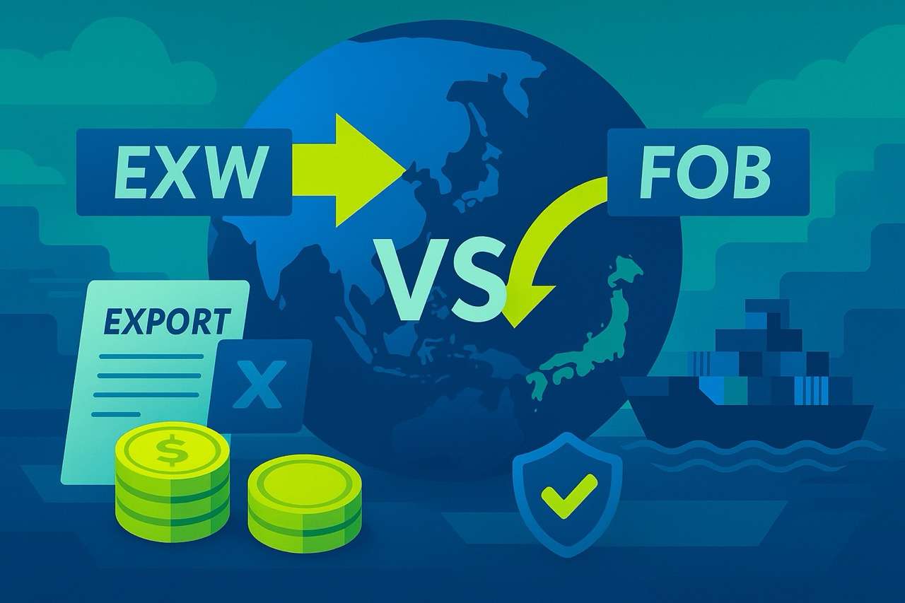 EXW vs FOB comparison for China to Japan shipping